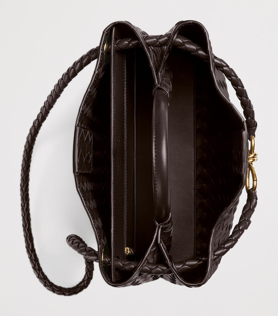 Grey Leather Andiamo Top-Handle Bag