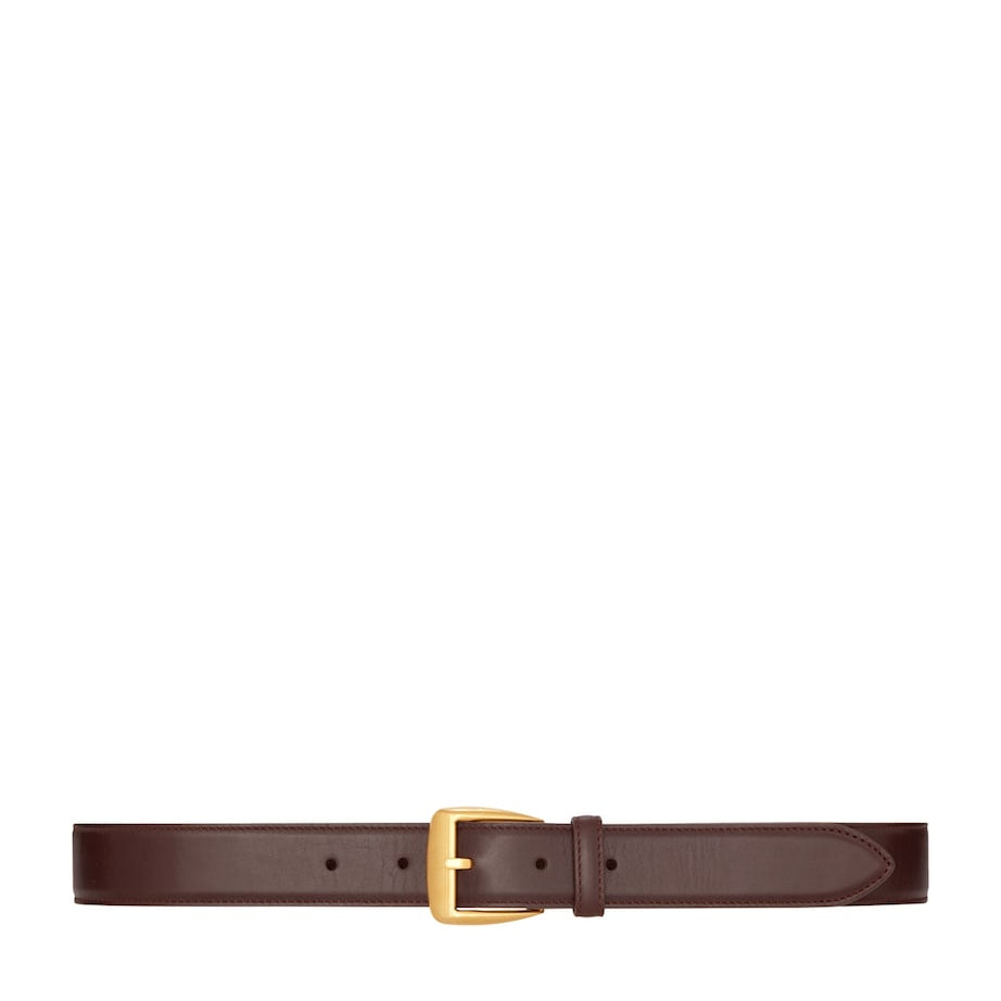 Beige Polished Leather Belt