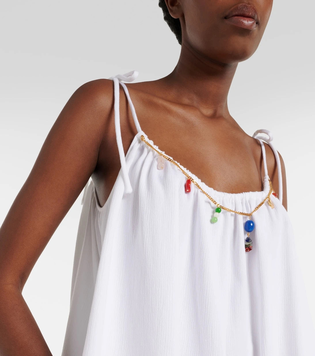 Stella McCartney - İşlemeli pamuk krep mini elbise