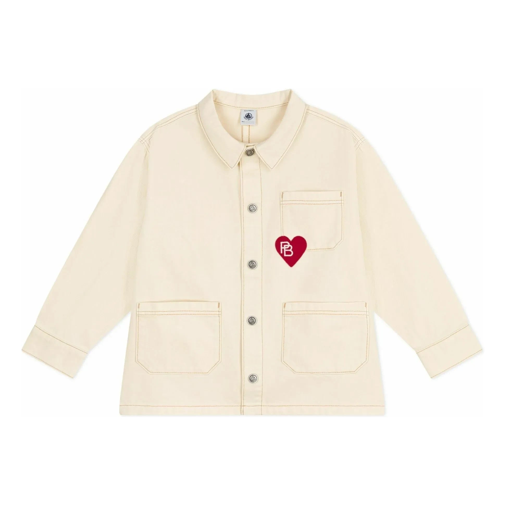 Petit Bateau - Overstitched Heart Jacket | Ecru