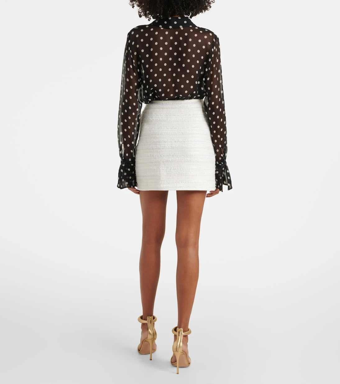 Nina Ricci - Denim and tweed miniskirt