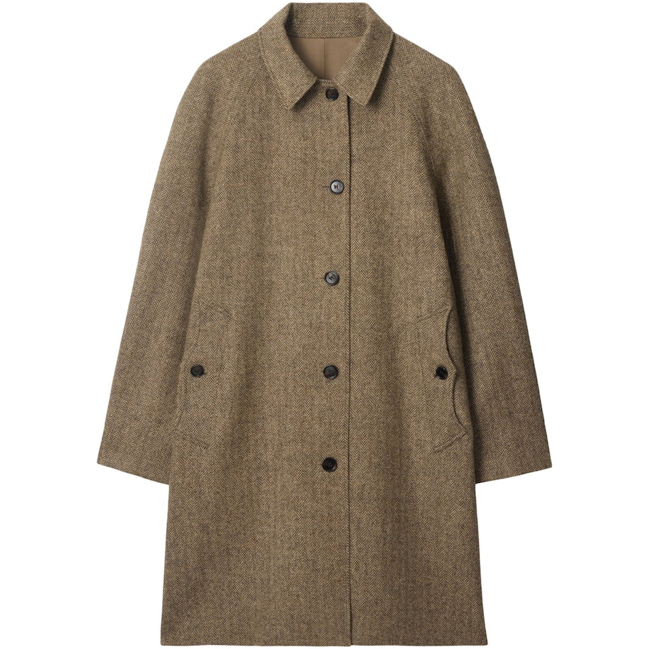 Brown Cotton-Wool Reversible Dual Long Car Coat