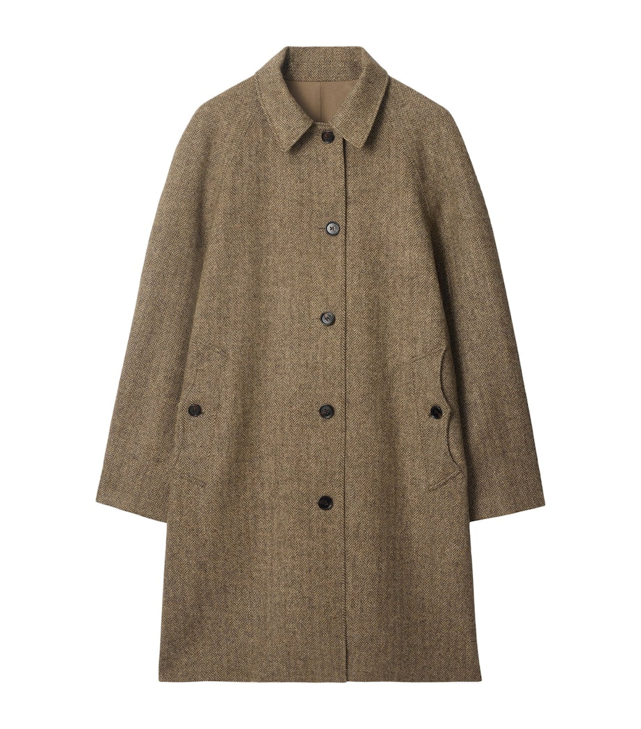 Brown Cotton-Wool Reversible Dual Long Car Coat