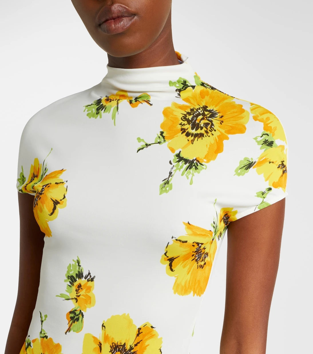 Alaïa - Floral ruched jersey maxi dress