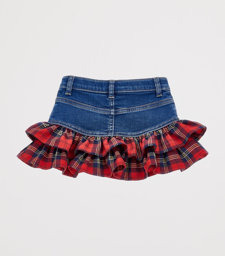 Denim Tartan-Ruffle Mini Skirt (3-36 Months) BLU STONE DENIM