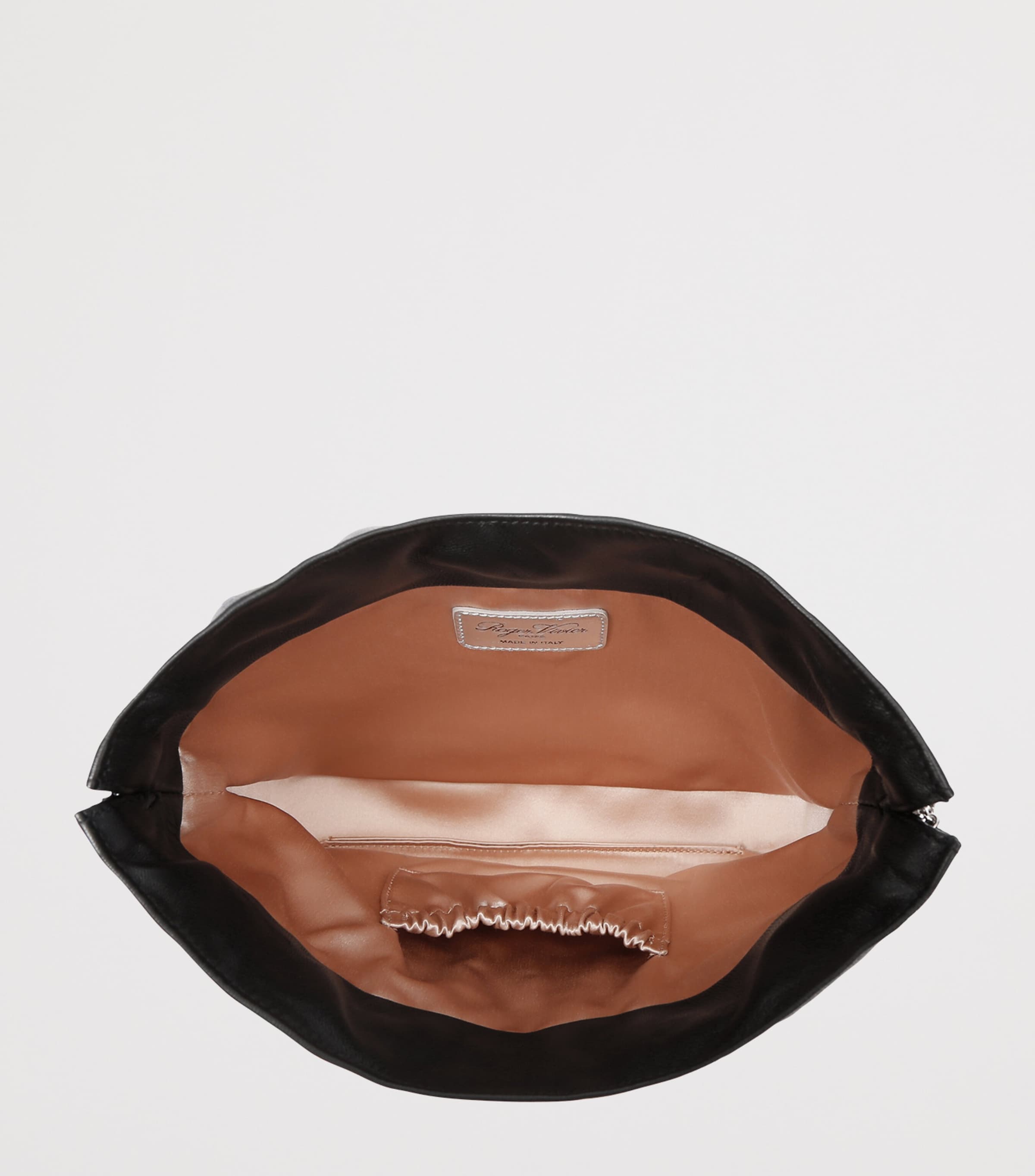 Roger Vivier Black Mini Leather Pilgrim Bucket Bag