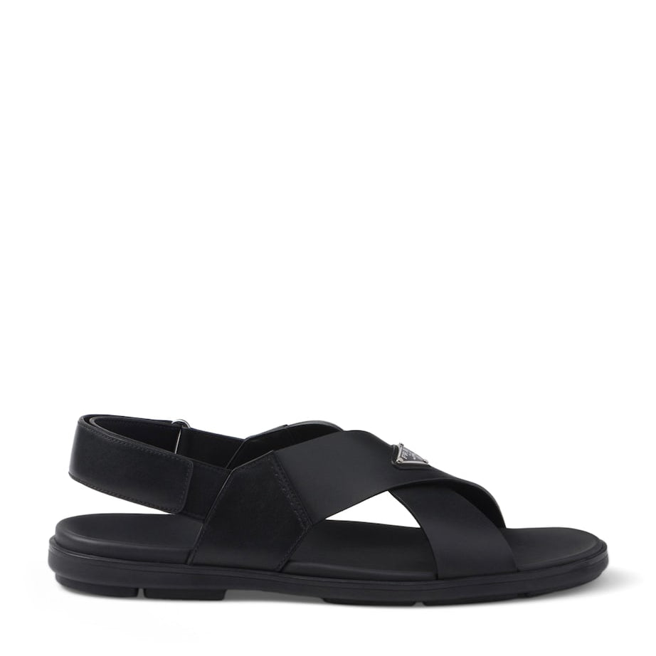 Prada Leather Crisscross Sandals