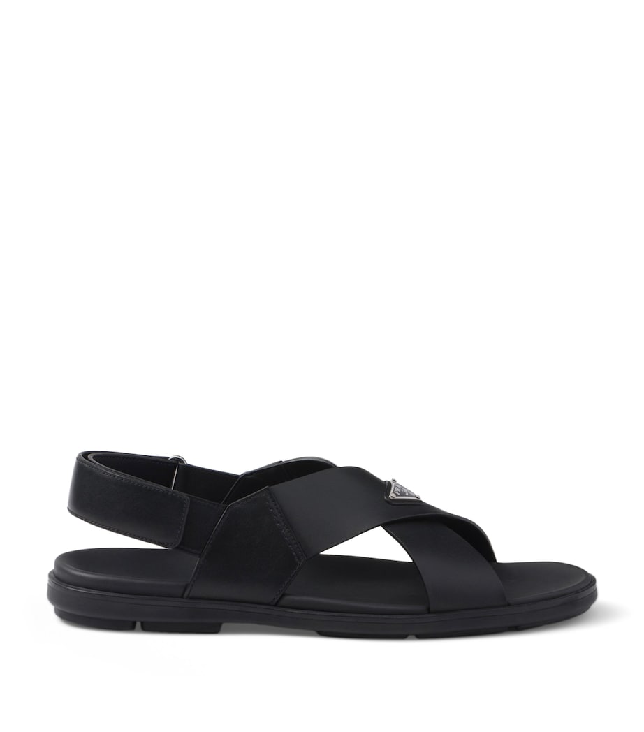 Prada Leather Crisscross Sandals