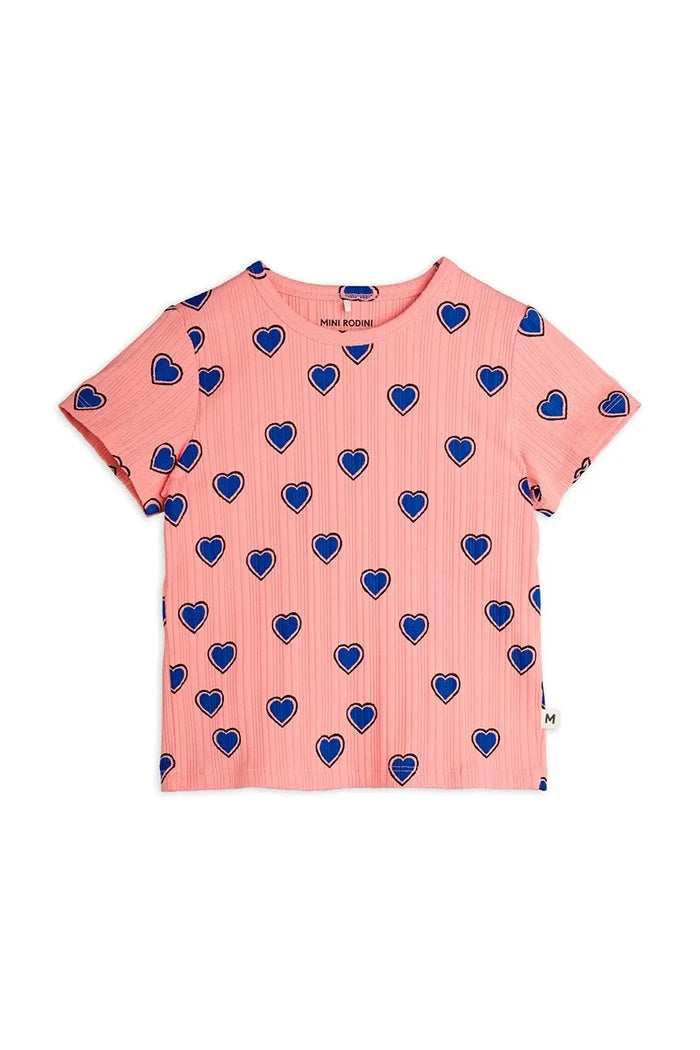 Детска памучна тениска Mini Rodini Outlined hearts