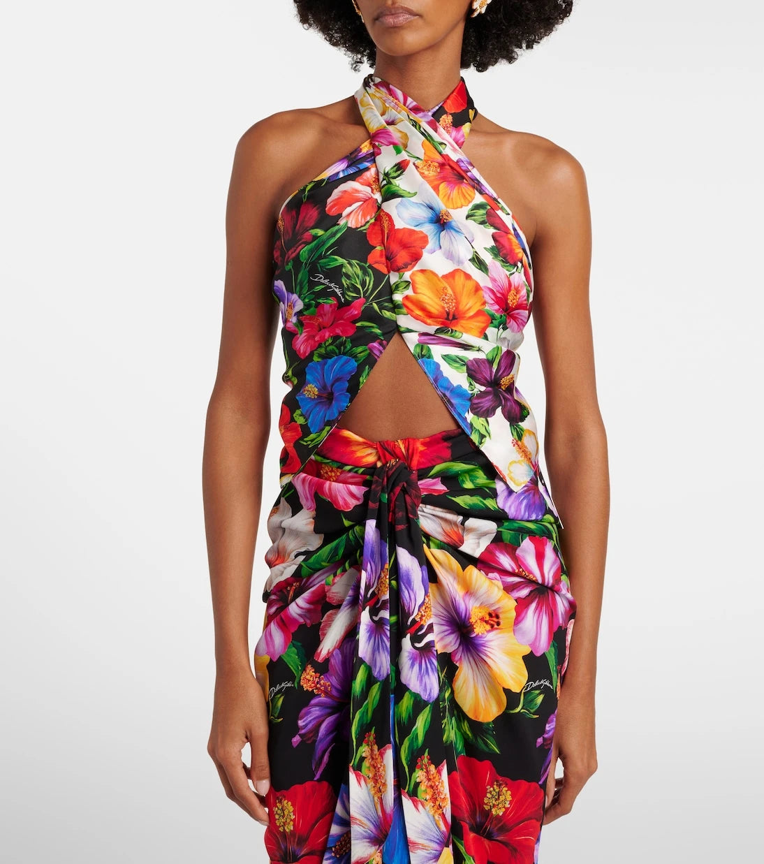 Dolce&Gabbana - Floral scarf-detail silk top