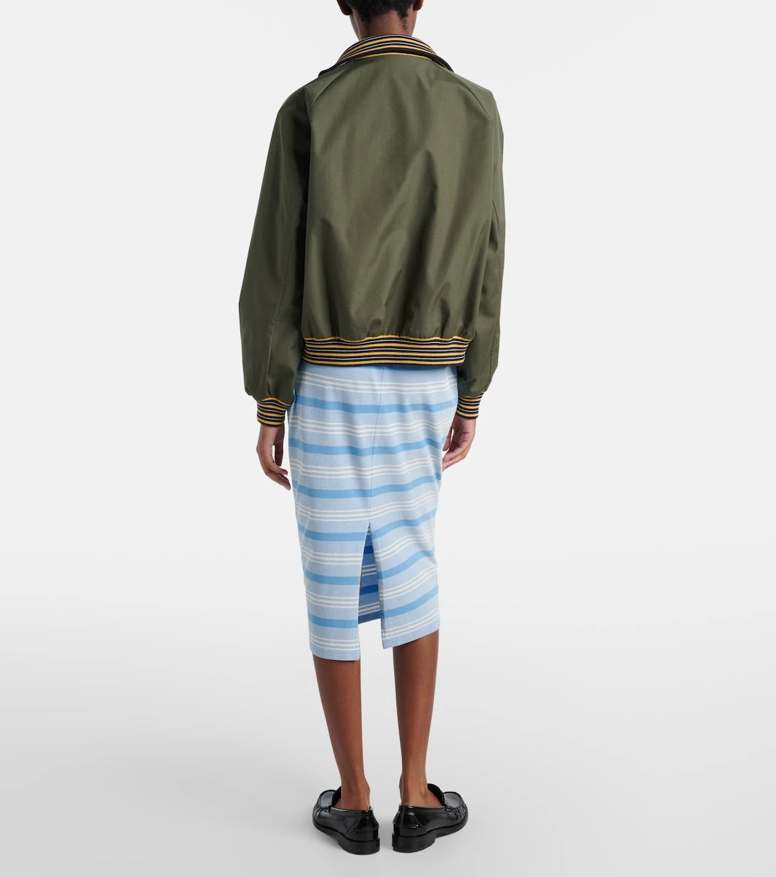 Prada - Striped cotton piqué pencil skirt