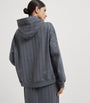 Grey Cotton Sequin-Stripe Hoodie