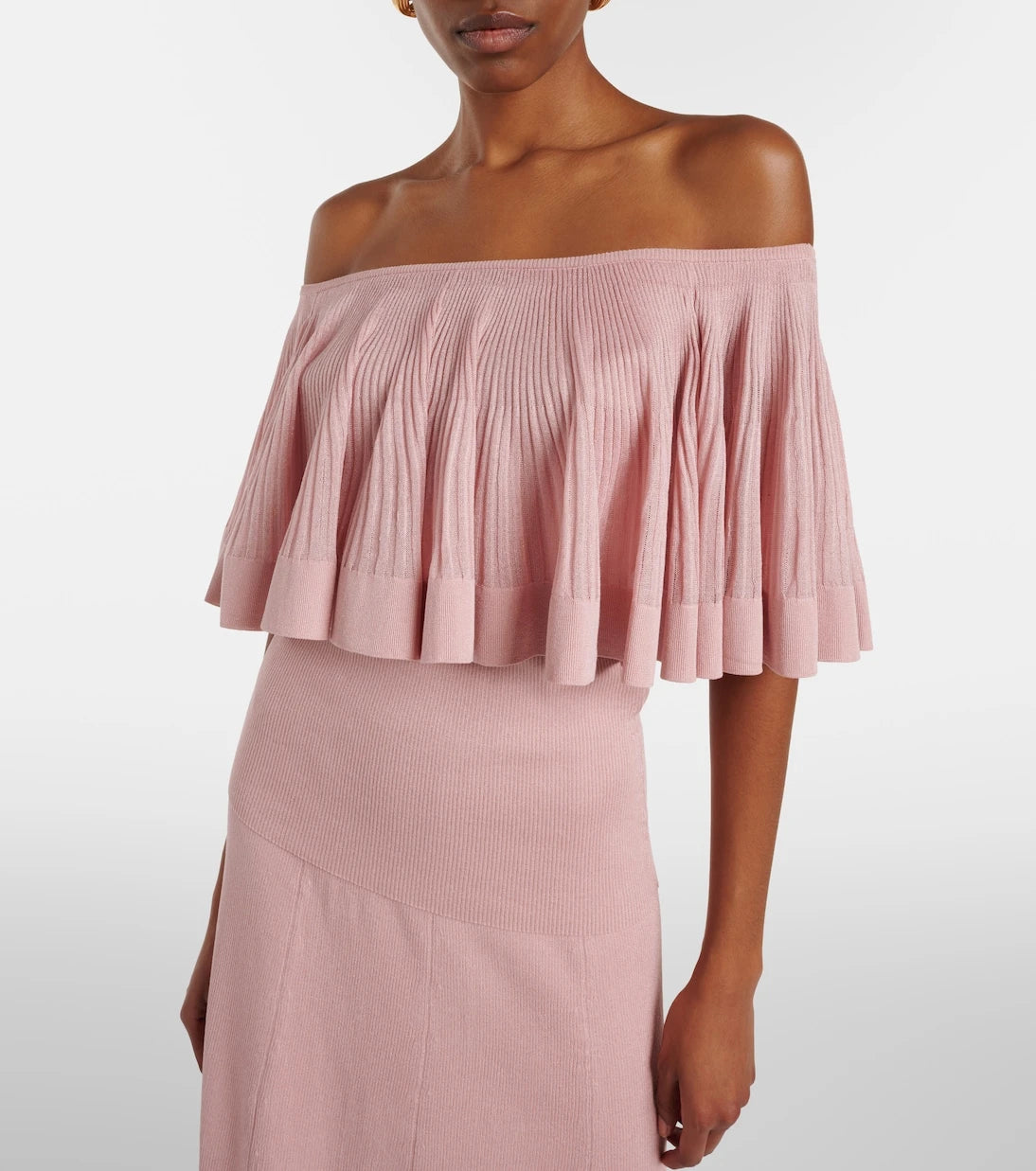 Zimmermann - Luna knitted ruffled off-shoulder top