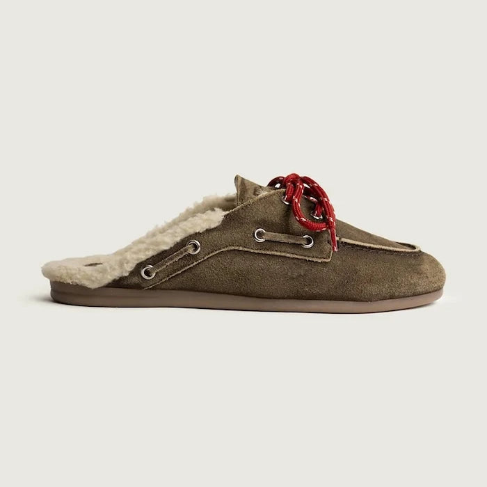 Posa kadın süet terlik Boat Loafer Mule