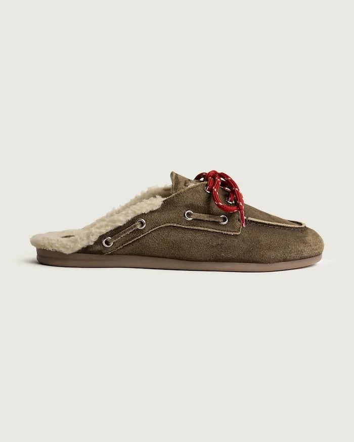 Posa kadın süet terlik Boat Loafer Mule