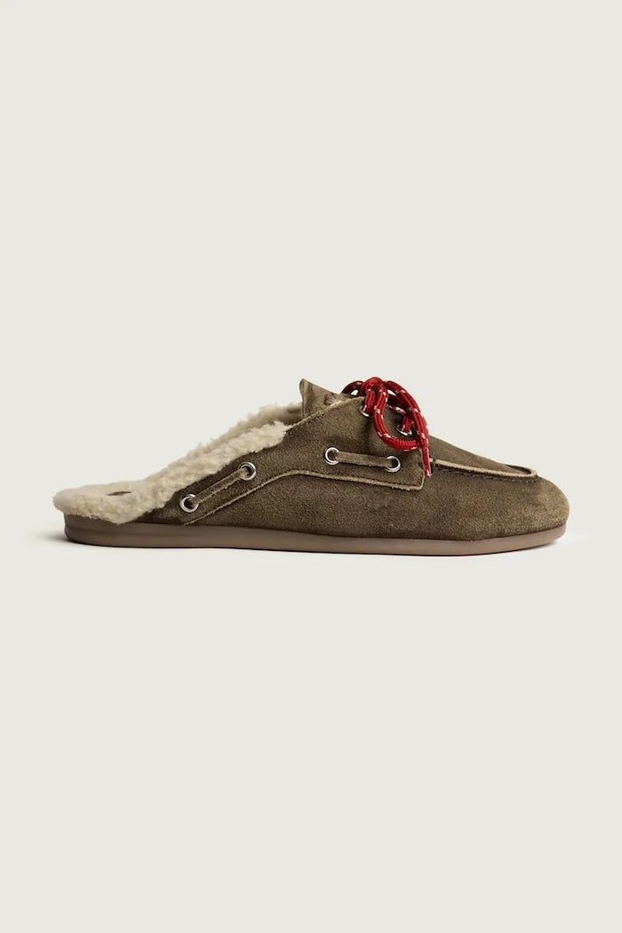 Posa kadın süet terlik Boat Loafer Mule