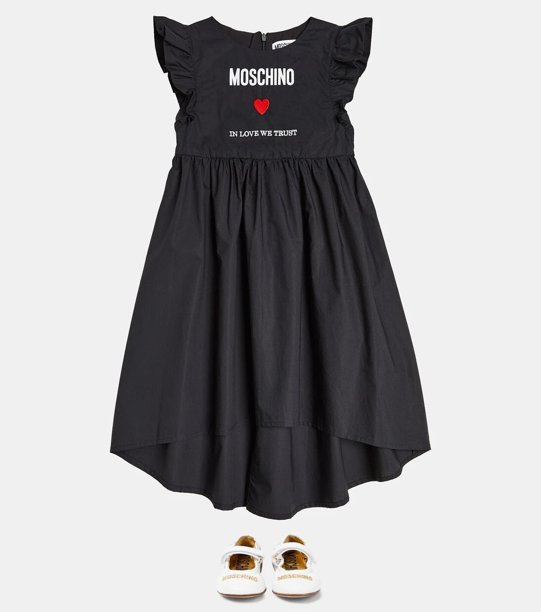 Moschino Kids - أحذية باليه جلدية بشعار