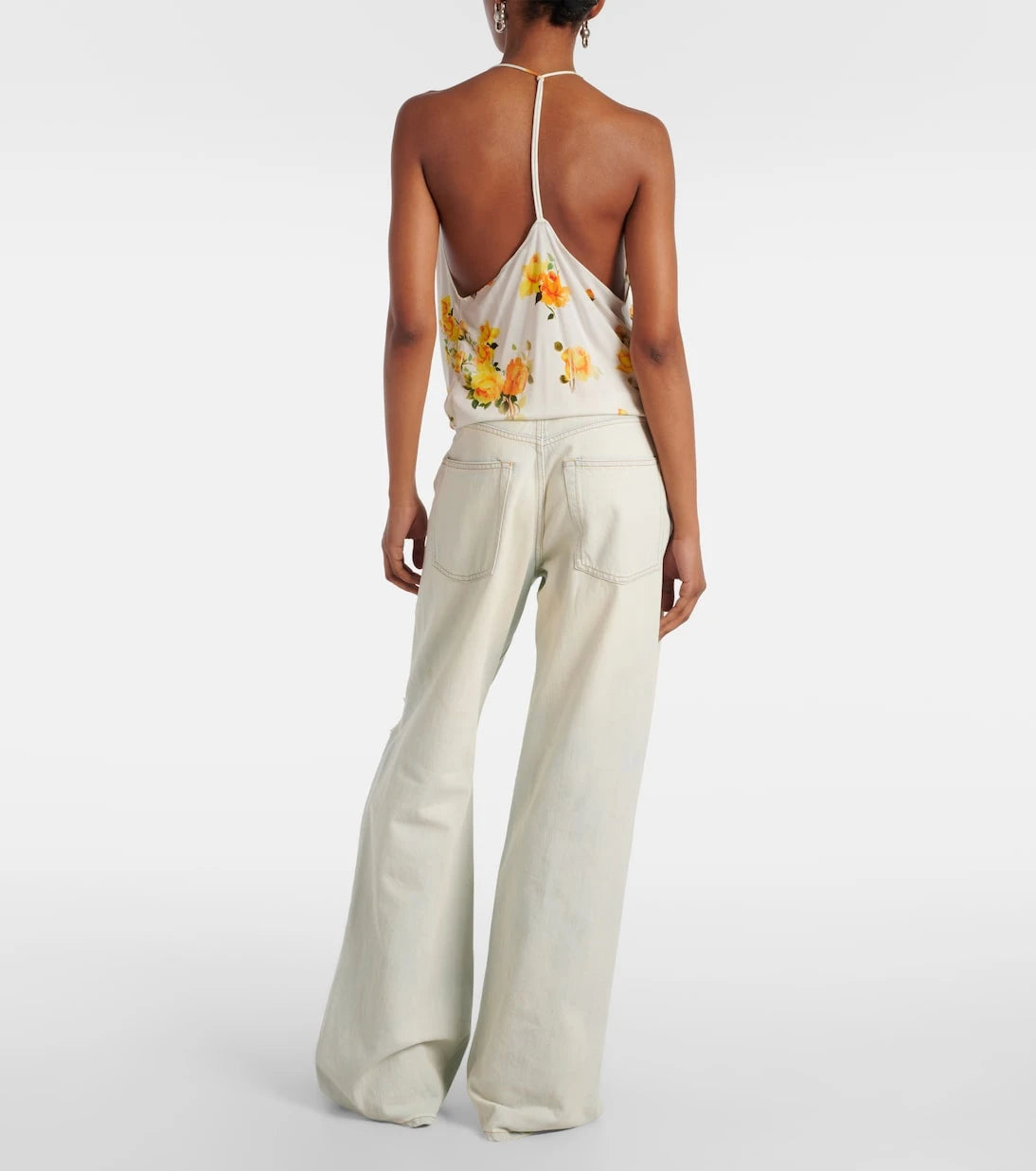 Acne Studios - Floral draped jersey top