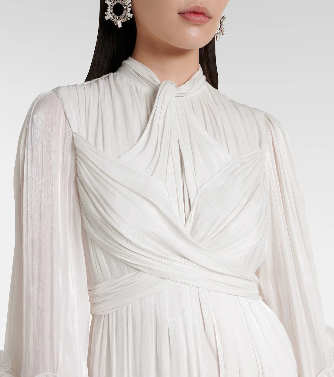Costarellos - Ruffled pleated gown