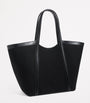 Large Canvas-Leather Embossed Tote Bag BLACK