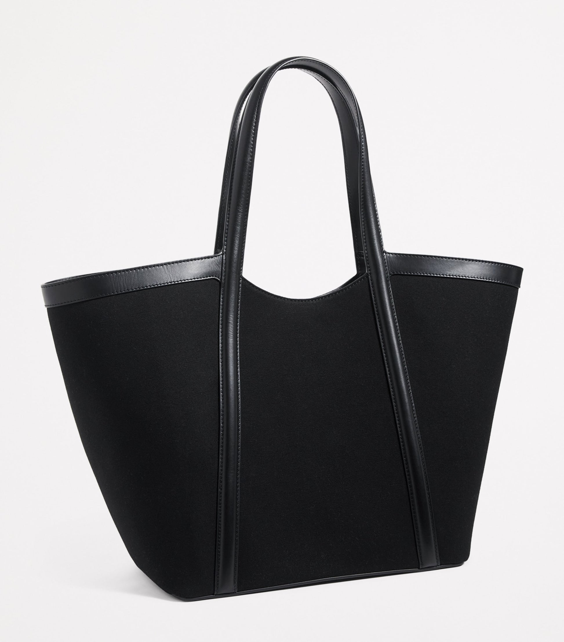Large Canvas-Leather Embossed Tote Bag BLACK