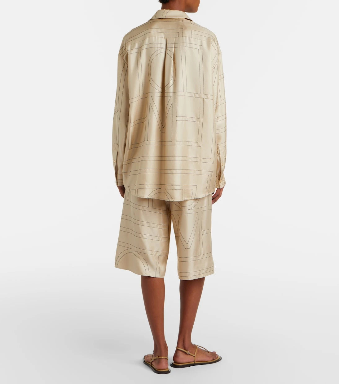 Toteme - Embroidered silk satin Bermuda shorts