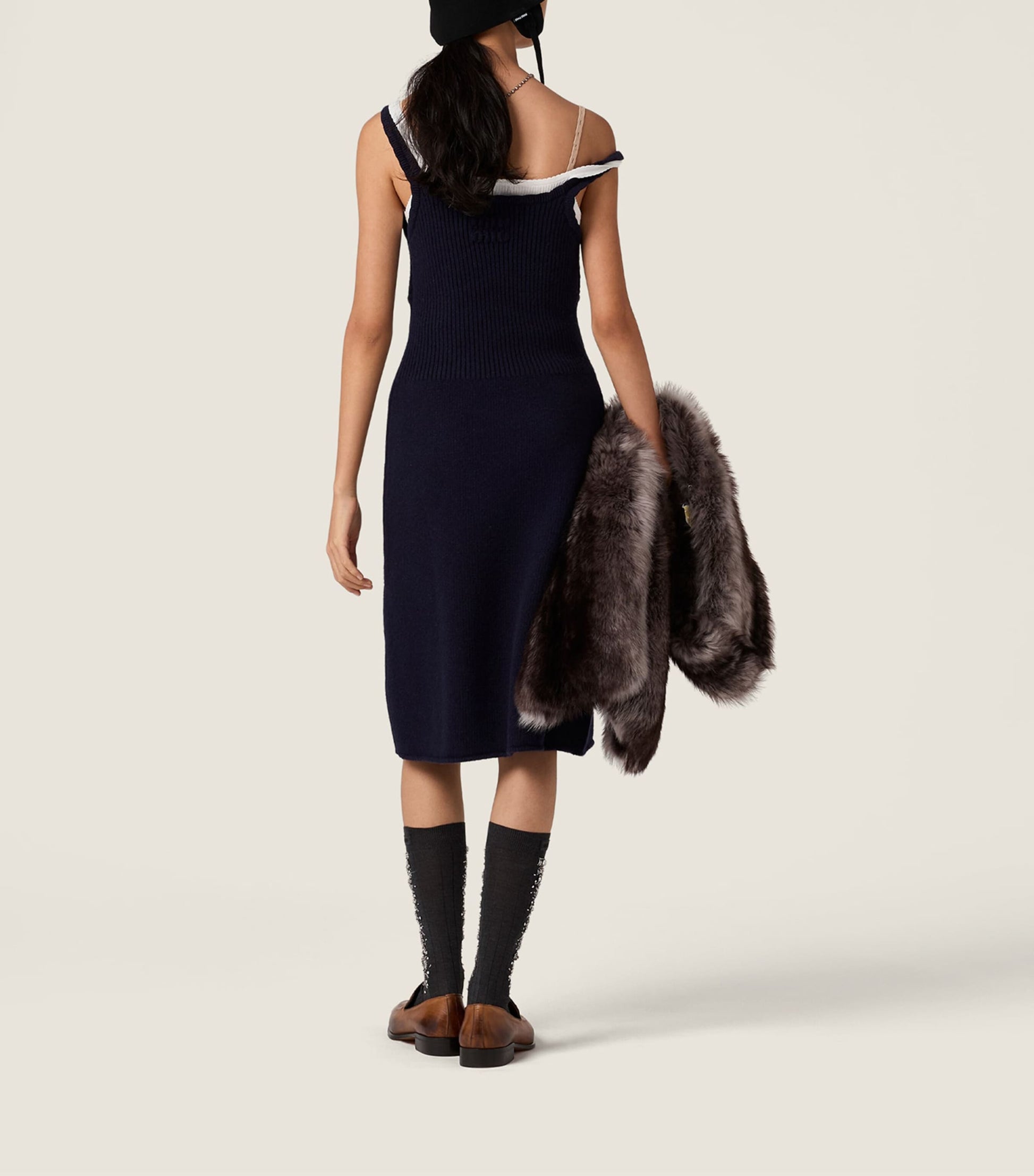 Miu Miu Blue Wool Knit Midi Dress