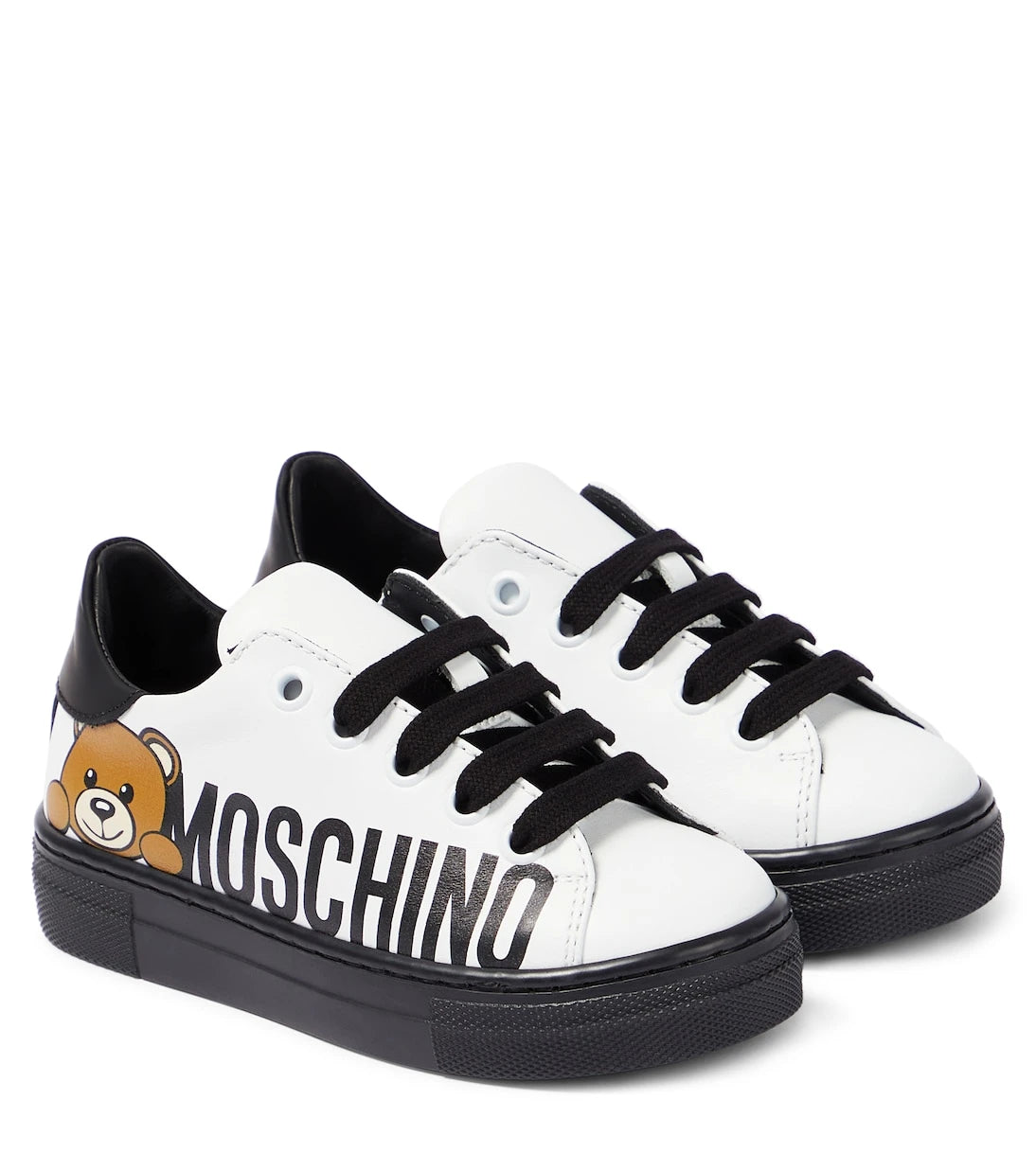 Moschino Kids - أحذية رياضية جلدية بشعار