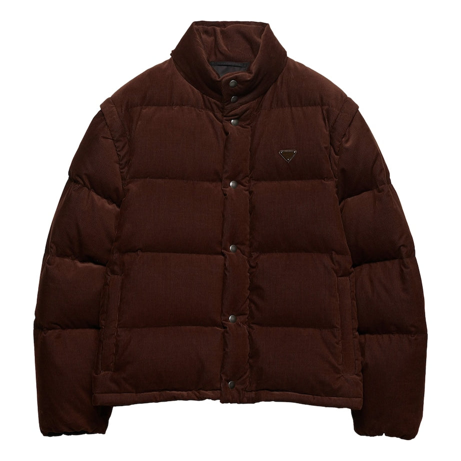 Brown Cotton Corduroy Puffer Jacket
