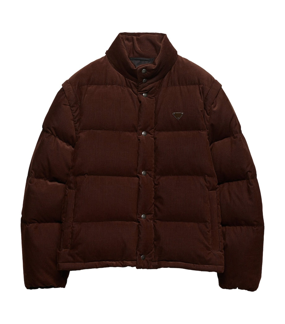 Brown Cotton Corduroy Puffer Jacket