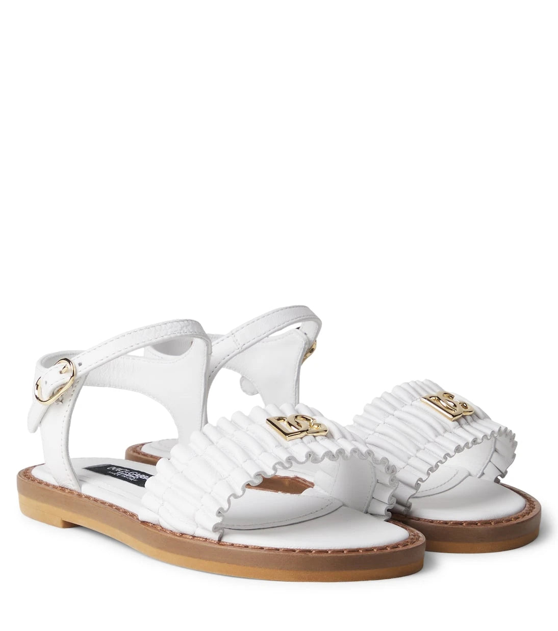 Dolce&Gabbana Kids - DG ruffled leather sandals