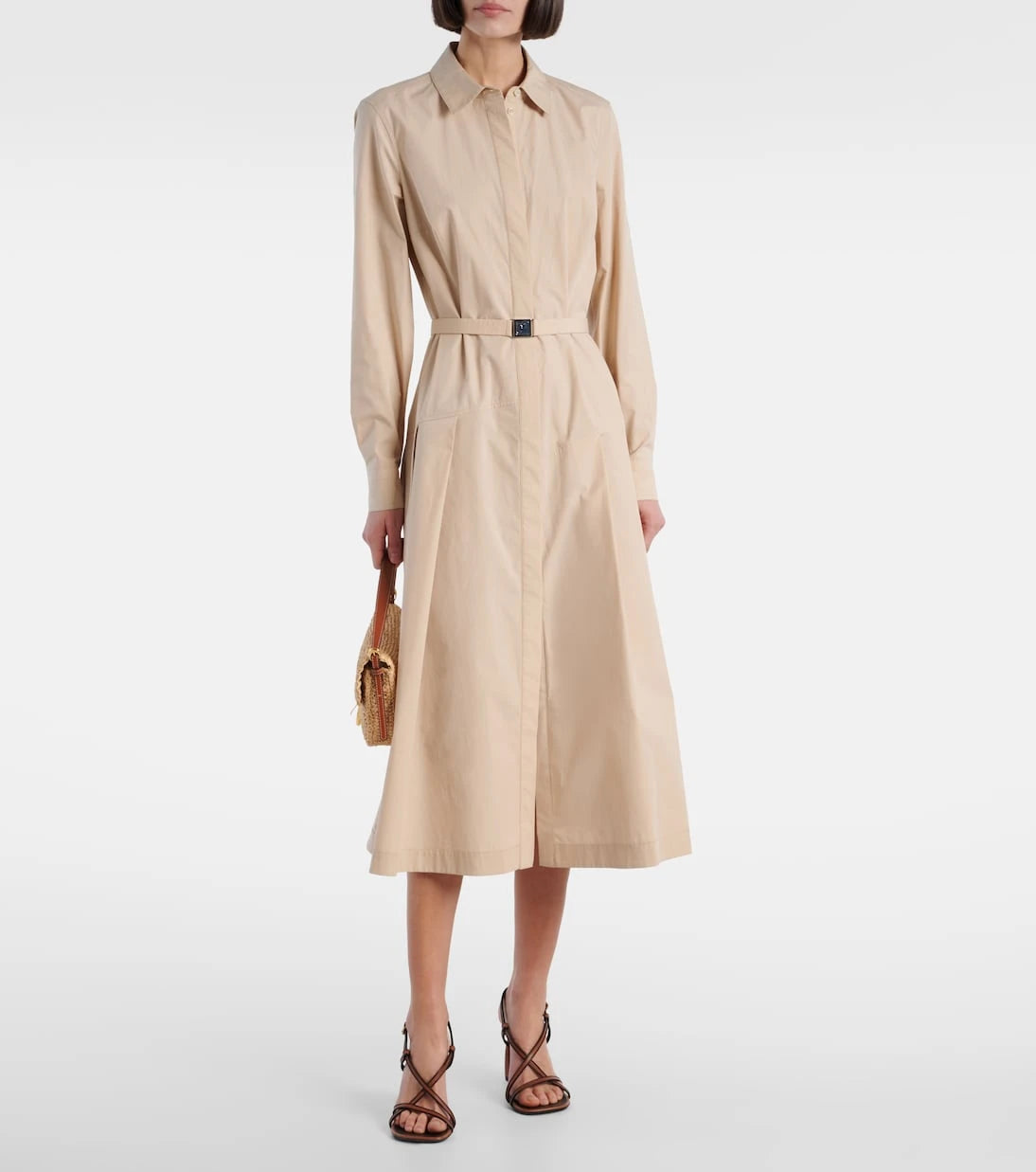 Tory Burch - Pleated cotton-blend shirt dress