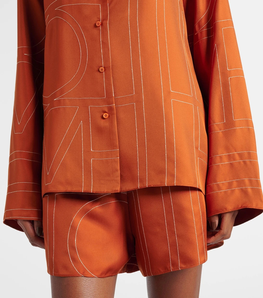 Toteme - Monogram silk twill pajama shirt