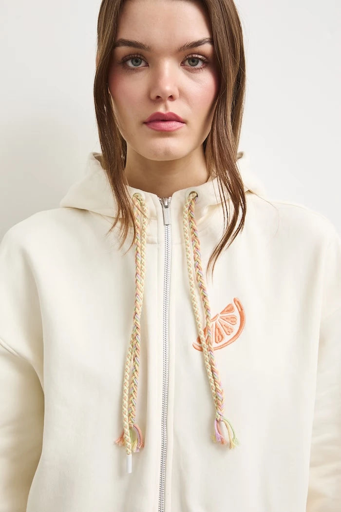 Medicine fermuarlı, kapüşonlu, pamuklu kadın sweatshirt
