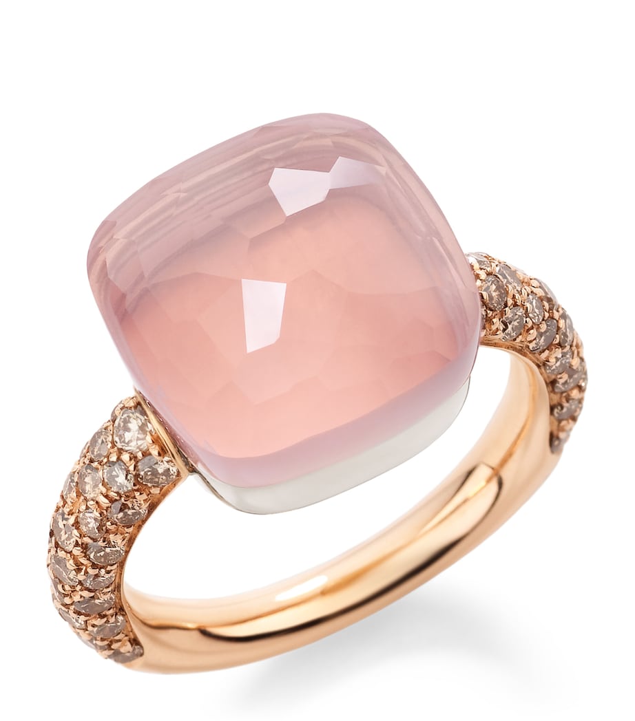Rose Gold, Diamond and Rose Quartz Nudo Maxi Ring