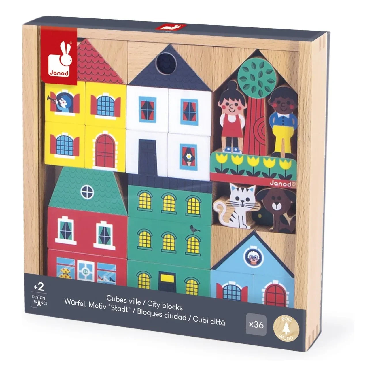 Janod - City wooden blocks set - Cross Roads