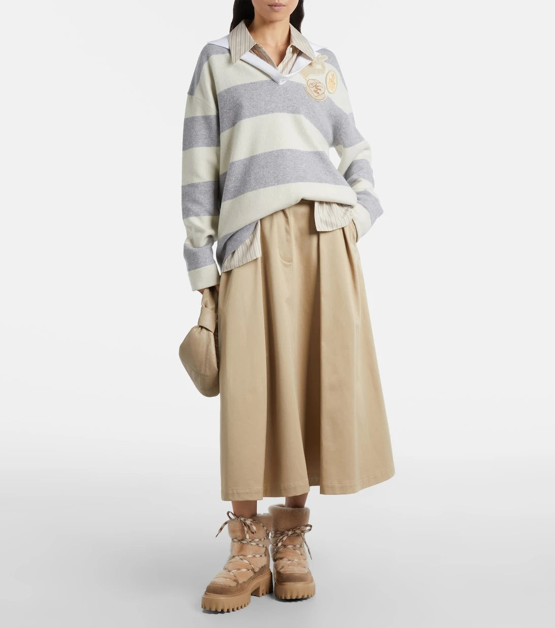 Hogan - Shearling and suede ankle boots