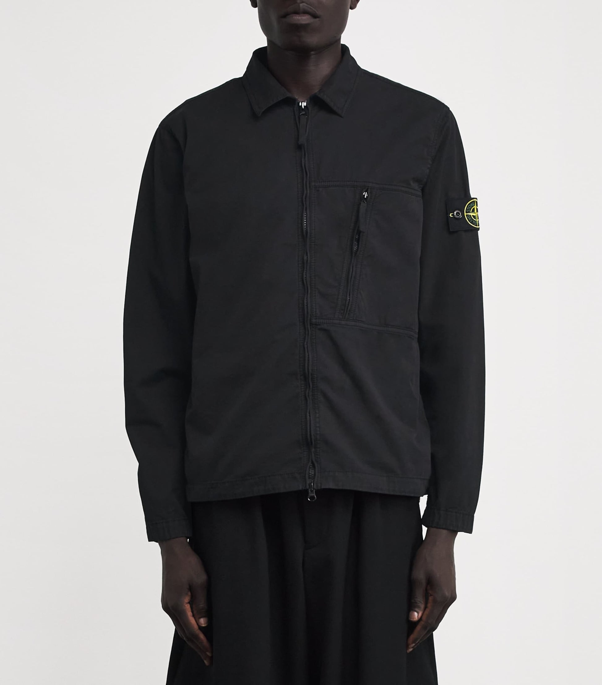 Stone Island Black Stretch-Supima Cotton Twill Overshirt