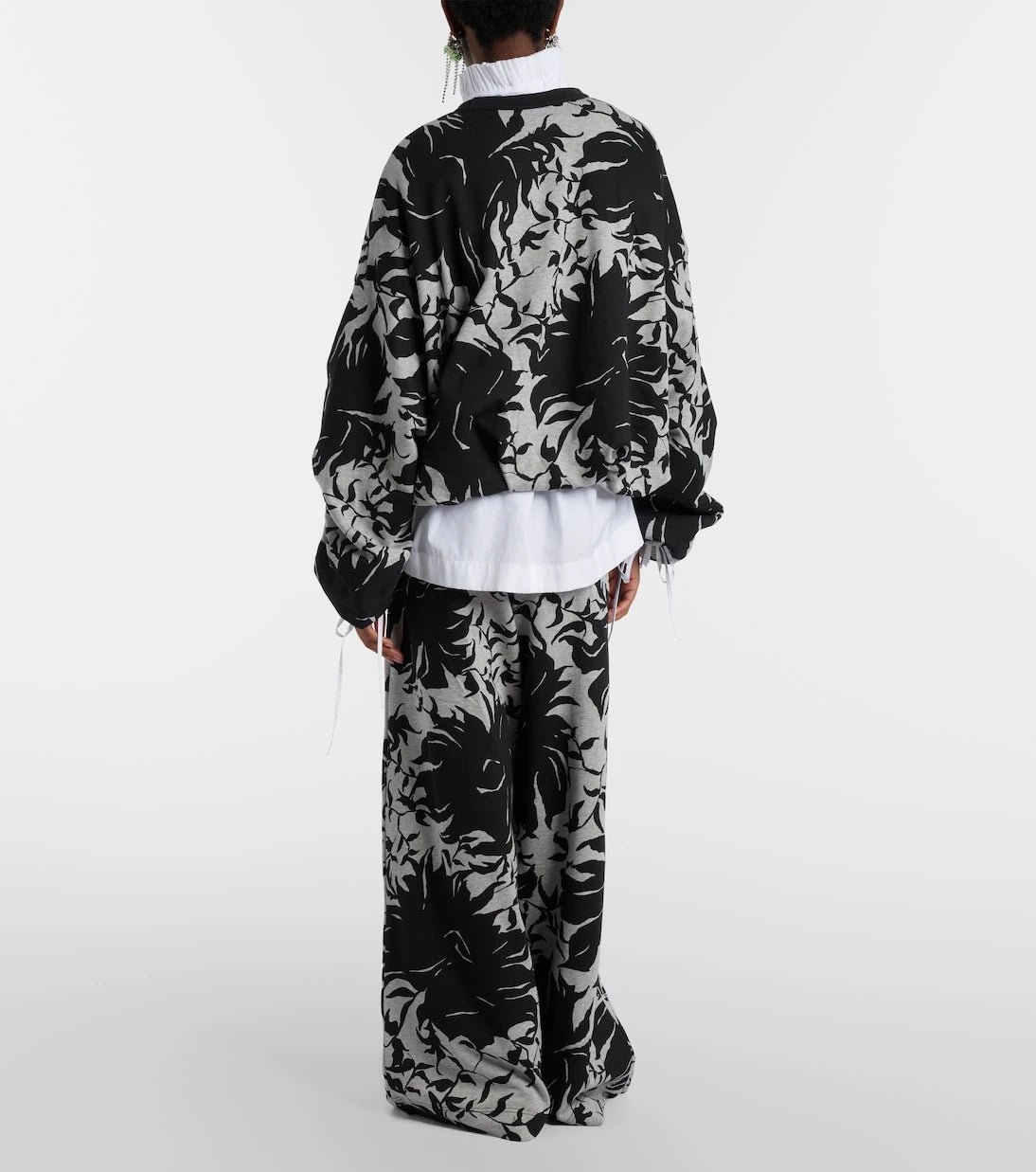 Dries Van Noten - بنطال رياضي بليسيه من قطن الجيرسيه بنقشة زهور
