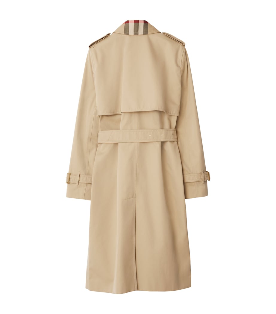 Burberry Yellow Cotton Check-Collar Trench Coat
