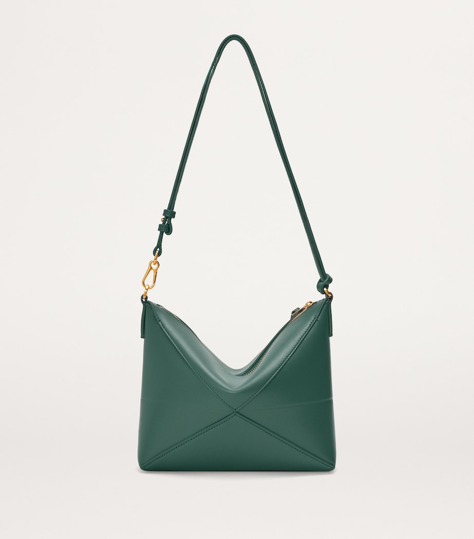 Green Leather Puzzle Pouch Bag