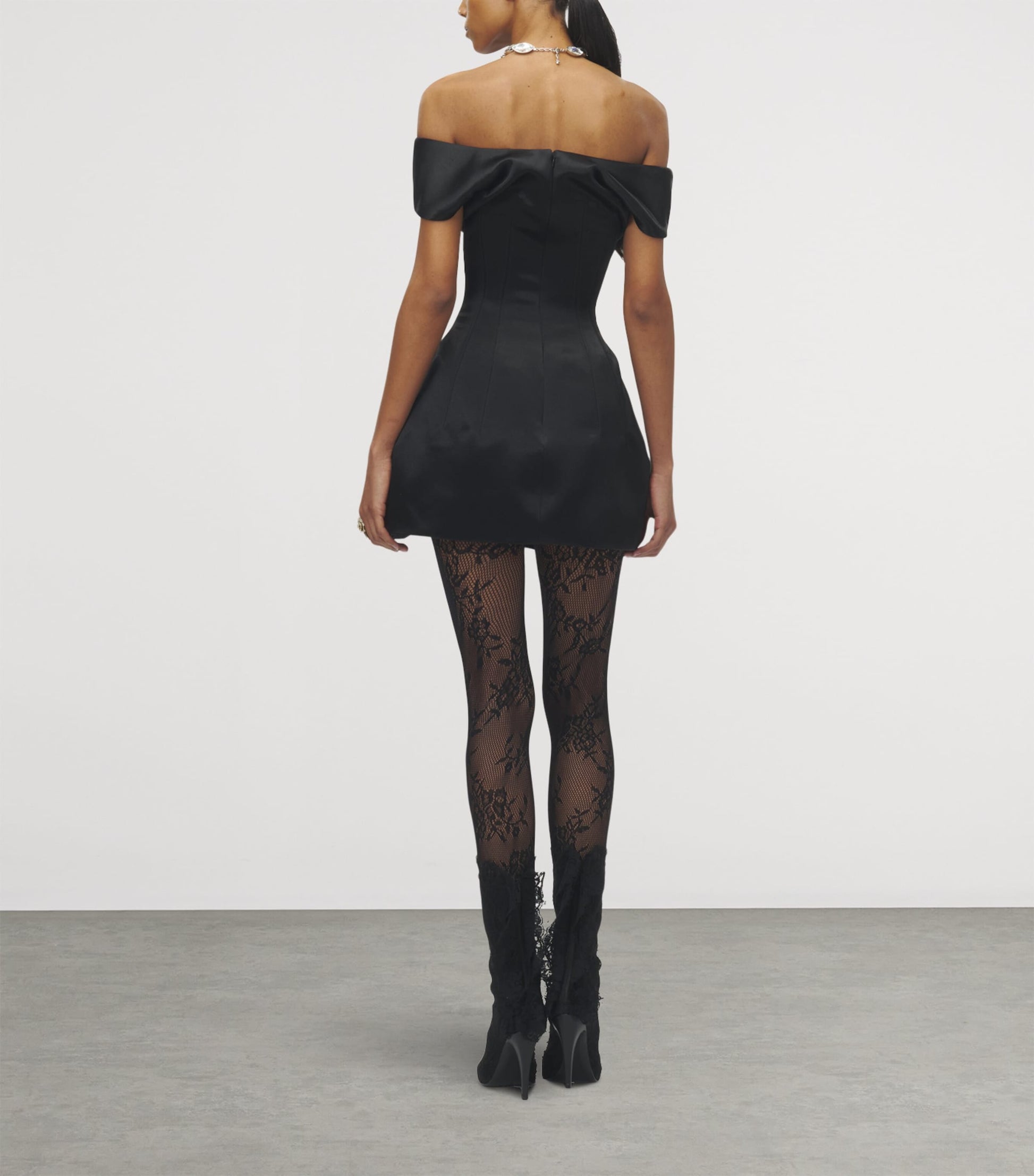 McQueen Black Off-The-Shoulder Mini Dress