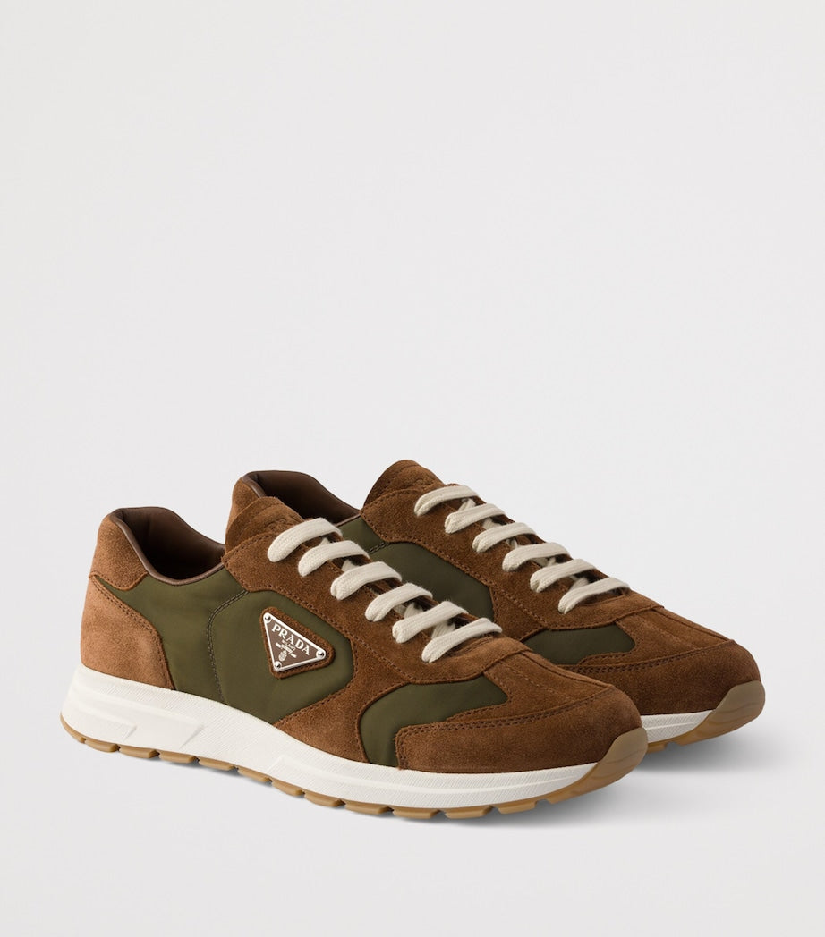 Re-Nylon and Suede Prax 2.0 Sneakers