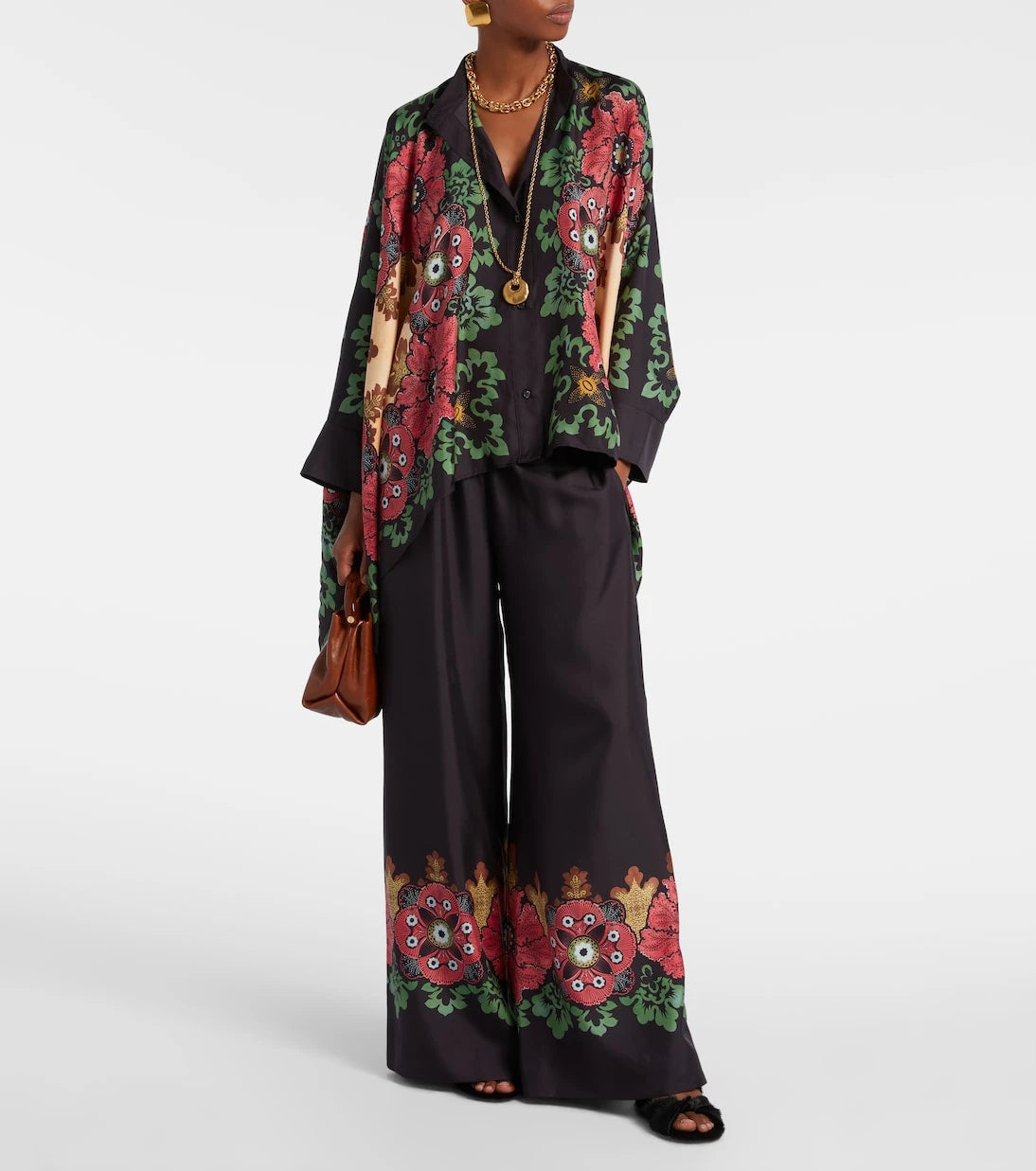 La DoubleJ - Printed silk twill palazzo pants