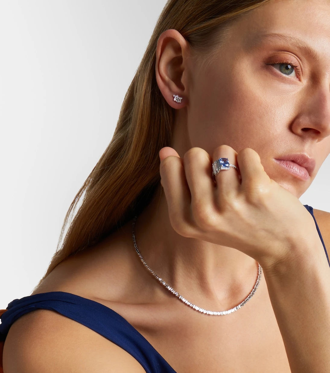 Suzanne Kalan - Classic 18kt white gold stud earrings with diamonds