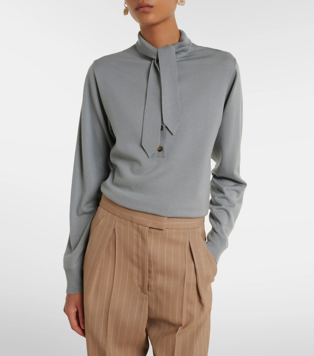 Valentino - Tie-neck virgin wool sweater
