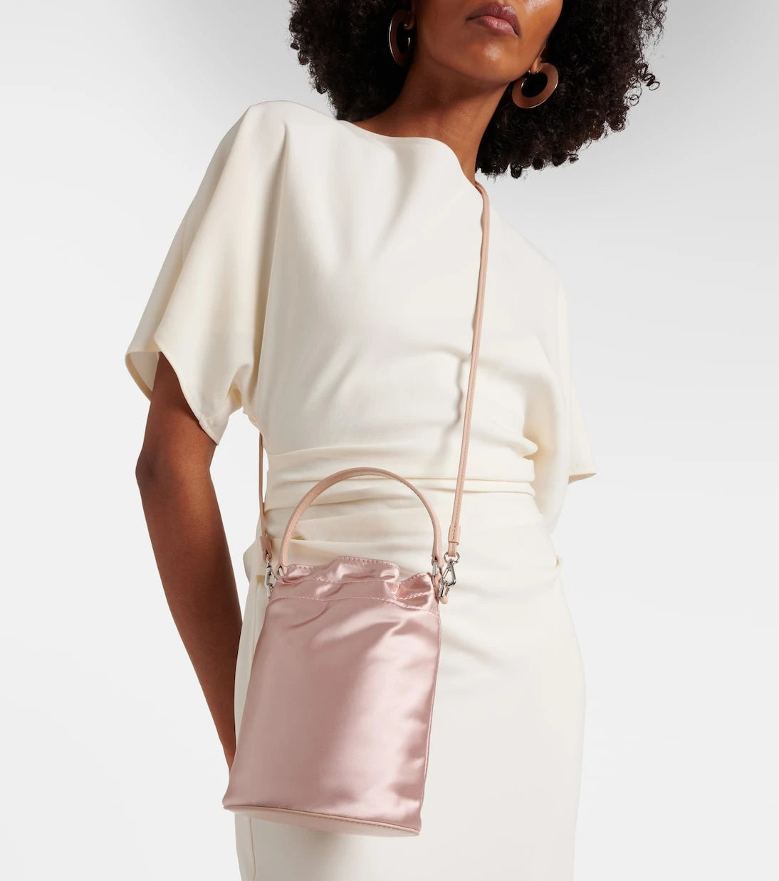 Staud - Lila leather-trimmed satin bucket bag