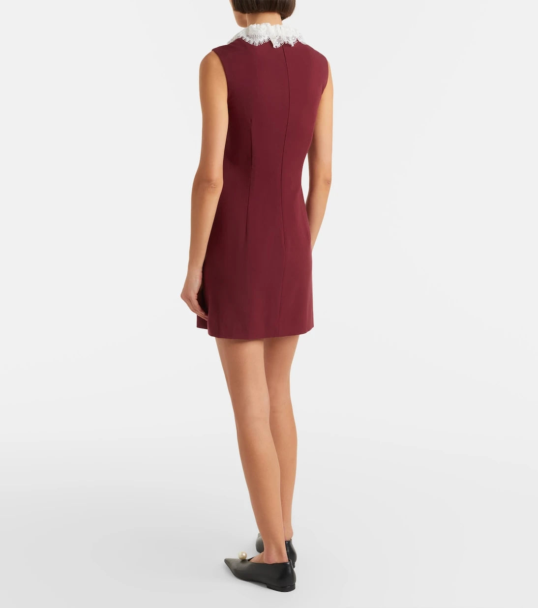 Self-Portrait - Lace-trimmed crêpe minidress