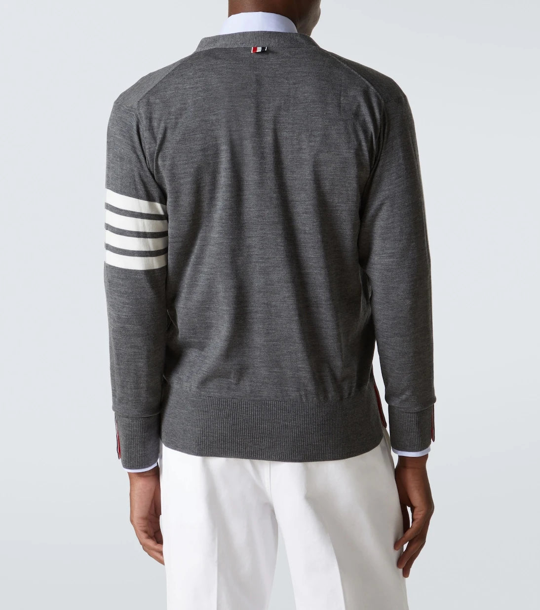 Thom Browne - كارديجان صوف مزين بشريط 4-Bar