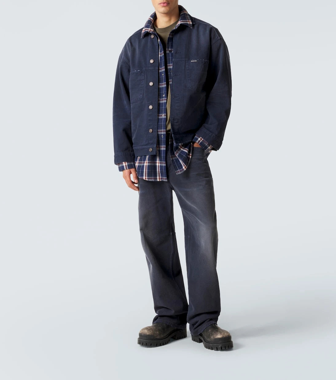 Balenciaga - Checked layered denim jacket